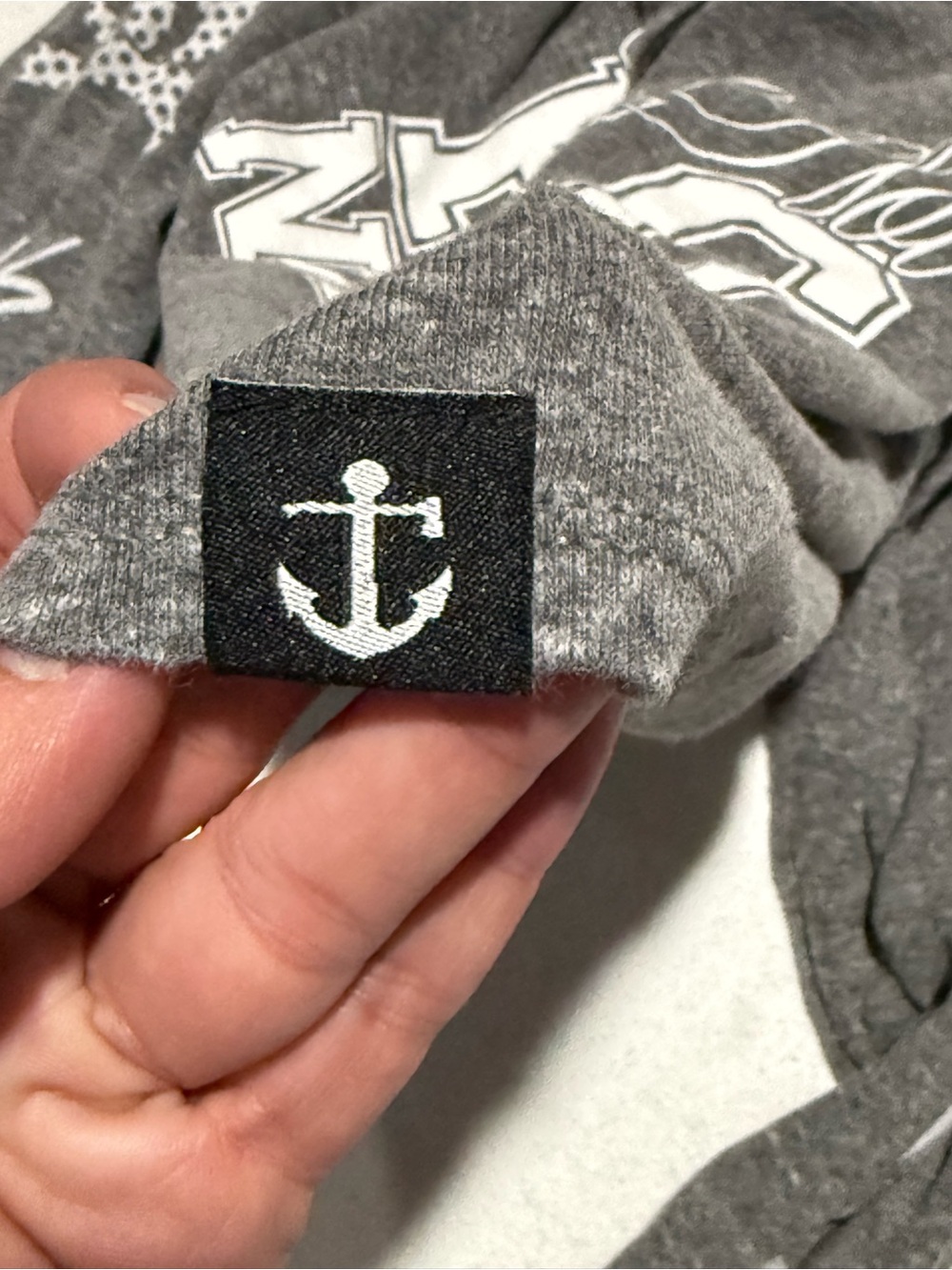 Flag Nor Fail Grey Small wide neck Long Sleeve Crop Top - Picture 3 of 6